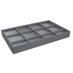 Plateau 12 casiers 36.3x24.9x4.1cm PU gris/gris