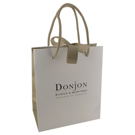 Sac papier, bicolore crème/or, MM, cordons et rubans satin or, DO