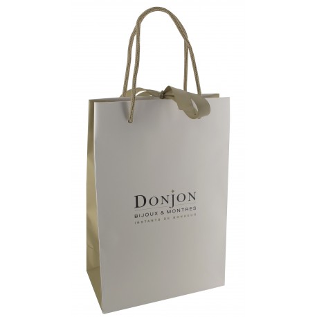 Sac papier, bicolore crème/or, GM, cordons et rubans satin or, DO