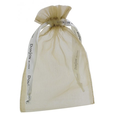 Pochon organza doré, GM, ruban satin crème, DO