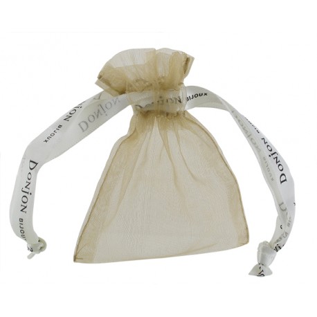 Pochon organza doré, PM, ruban satin crème, DO
