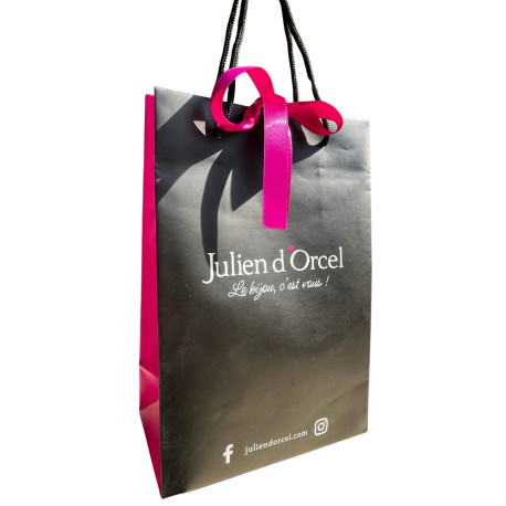 Sac cordons Noir et ruban Fushia 150 grs GM 1